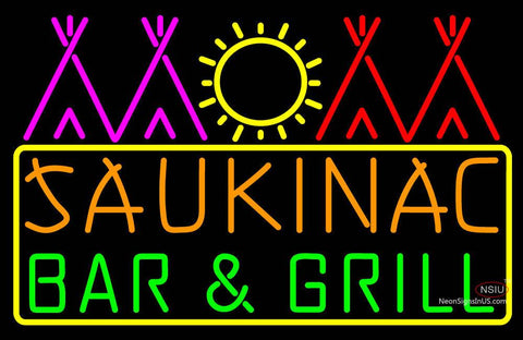 CustomSaukinac Bar And Grill Logo Neon Sign  