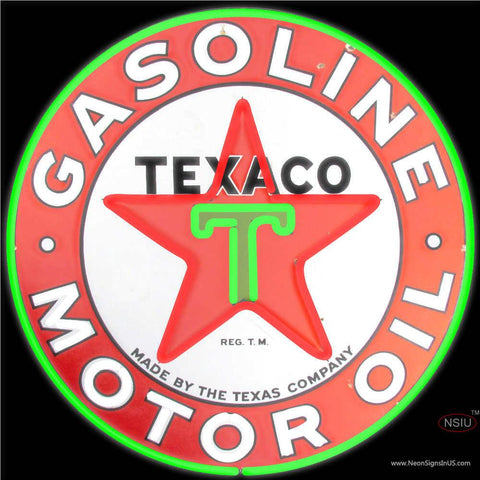 Texaco Gasoline Real Neon Glass Tube Neon Sign