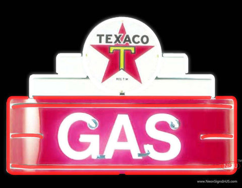 Texaco Logo Gas Real Neon Glass Tube Neon Sign