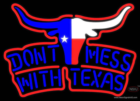 Dont Mess With Texas Longhorn Two Color Real Neon Glass Tube Neon Sign 