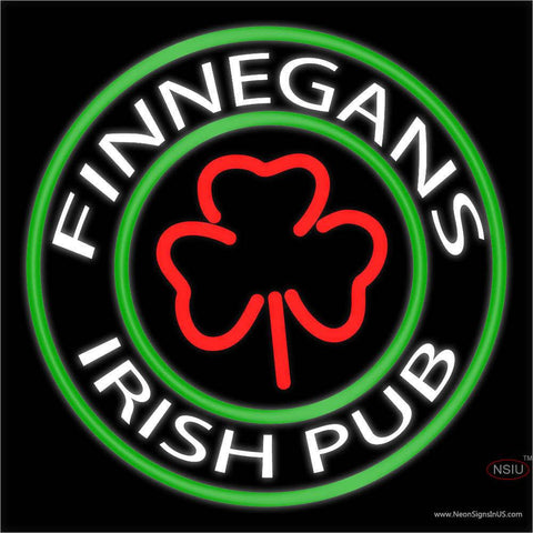 Finnegans Round Text With Clover Real Neon Glass Tube Neon Sign x 