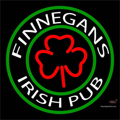 Finnegans Round Text With Clover Neon Sign x 