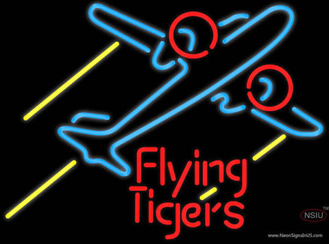 Flying Tigers Airplane Real Neon Glass Tube Neon Sign 