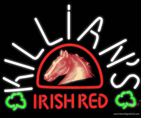 George Killians Irish Red Horse Head Shamrock Neon Beer Sign 