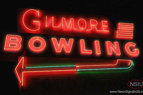 Gilmore Bowling Gasoline Real Neon Glass Tube Neon Sign