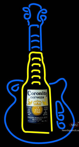 Guitar Coronita Cerveza Neon Sign 