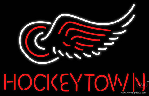 Hockeytown Detroit Red Wings Real Neon Glass Tube Neon Sign 