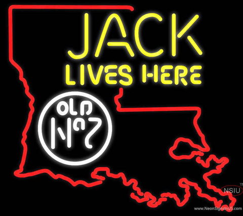 Jack Daniel's Jack Lives Here Louisiana Real Neon Glass Tube Neon Sign 