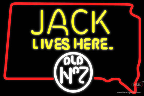 Jack Daniels Jack Lives Here South Dakota Real Neon Glass Tube Neon Sign 