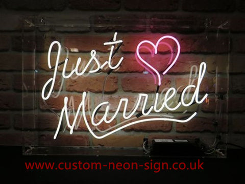 Just Married With Love Wedding Home Deco Neon Sign 