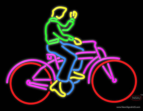 Man On Bicycle Real Neon Glass Tube Neon Sign 