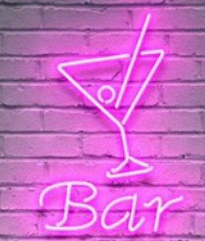 martini glass bar neon sign