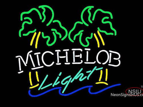 Michelob Light Dual Palm Trees Neon Beer Sign 