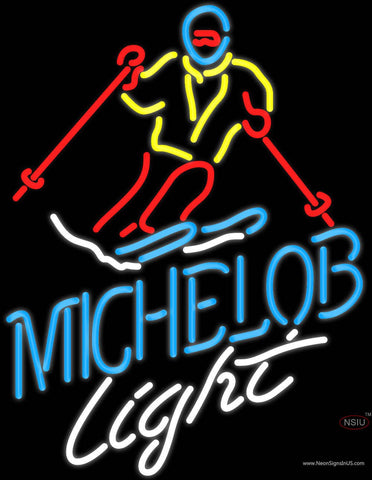 Michelob Light Snow Skier Neon Beer Sign 
