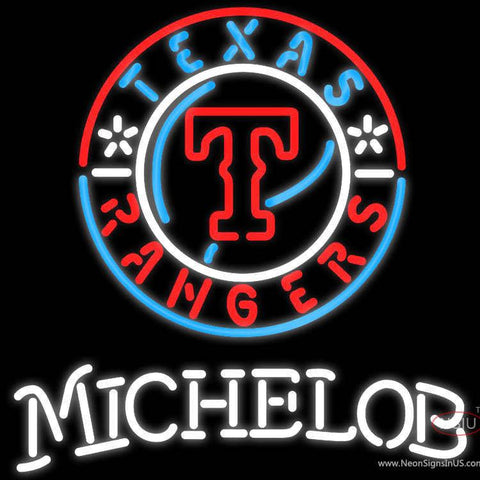 Michelob Texas Rangers MLB Real Neon Glass Tube Neon Sign