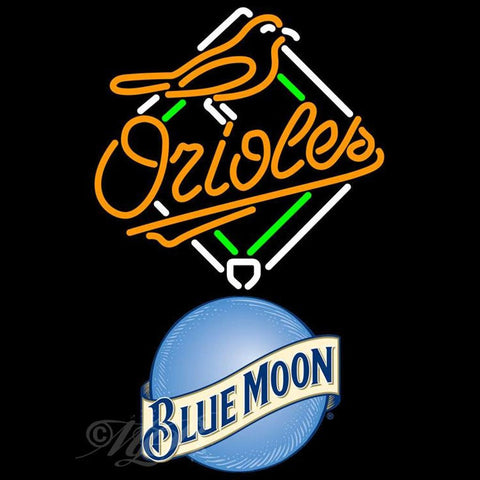 blue moon round logo baltimore orioles mlb beer neon sign 