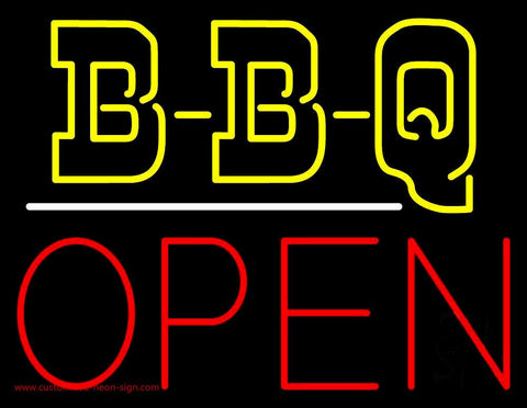 Double Stroke BBQ Open Neon Sign 