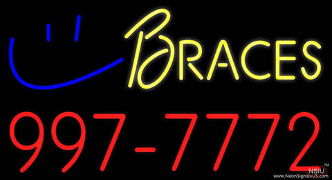 Yellow Braces Red Phone Number Real Neon Glass Tube Neon Sign 