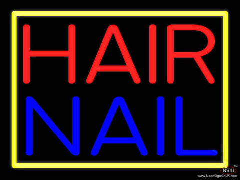 Hair Nail Yellow Border Real Neon Glass Tube Neon Sign 