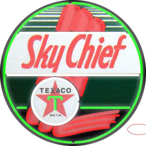 Texaco Sky Chief Gasoline Real Neon Glass Tube Neon Sign 