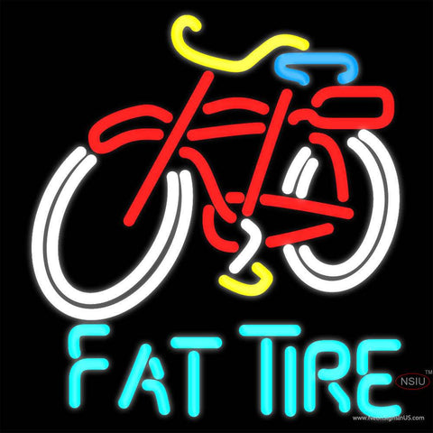 Fat Tire Amber Ale Schwinn Style Bicycle Real Neon Glass Tube Neon Sign 