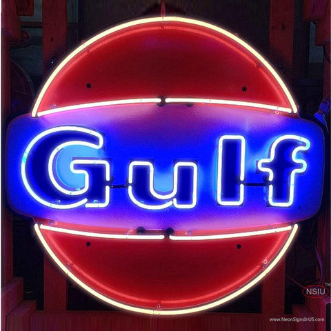 Neon Gulf Gasoline Real Neon Glass Tube Neon Sign 