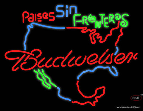 Paises Sin Fronteras Budweiser Real Neon Glass Tube Neon Sign 