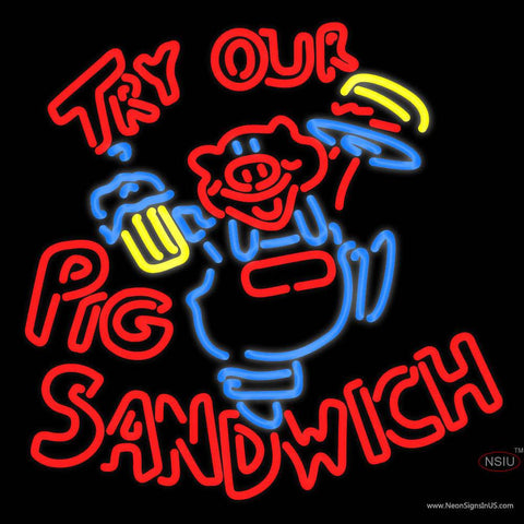 Pig Sandwich Real Neon Glass Tube Neon Sign 