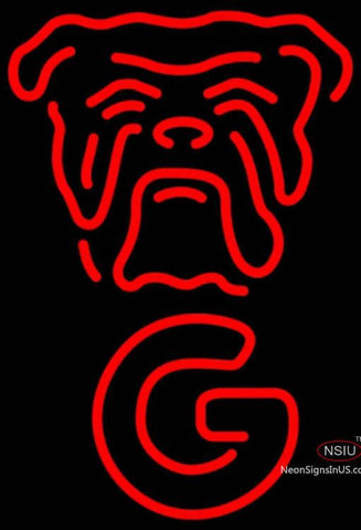 Red Dog Face Vertical Neon Beer Sign 