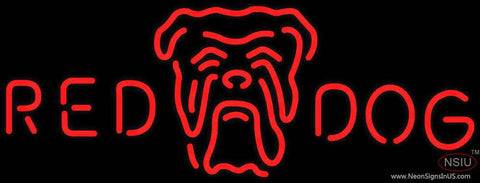Red Dog Head Logo Neon Beer Sign 
