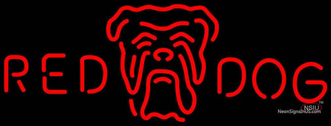 Red Dog Head Logo Neon Beer Sign 