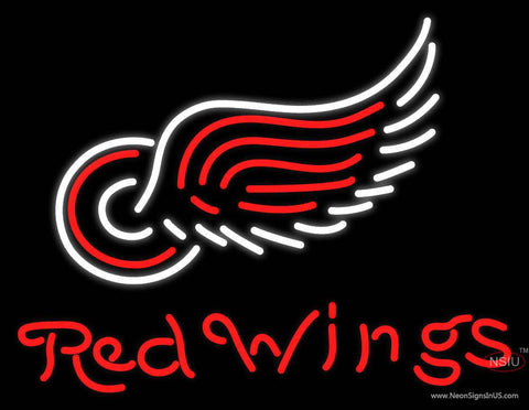 Red Wings Detroit Real Neon Glass Tube Neon Sign 