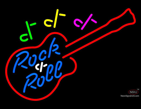 Rock and Roll Guitar Neon Sign 