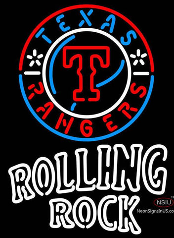 Rolling Rock Double Line Texas Rangers MLB Neon Sign   