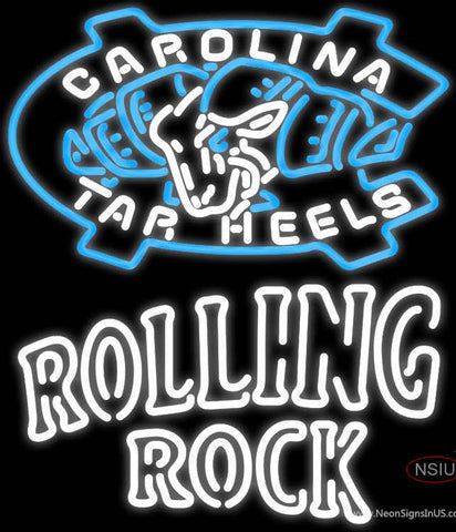 Rolling Rock Double Line Unc North Carolina Tar Heels MLB Real Neon Glass Tube Neon Sign 