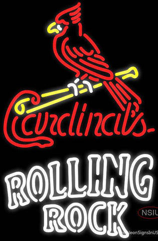 Rolling Rock Double Line St Louis Cardinals MLB Real Neon Glass Tube Neon Sign 