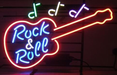Rock & Roll Beer Bar Open Handmade Art Neon Signs 