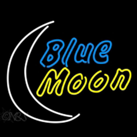 blue moon yellow beer sign 
