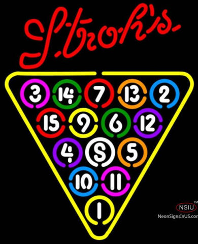 Strohs Ball Billiards Pool Neon Sign