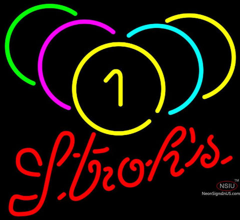 Strohs Billiards Rack Pool Neon Sign