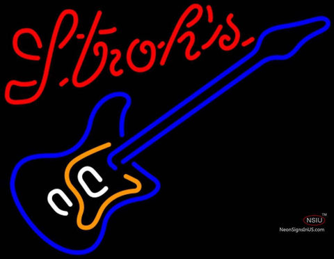 Strohs Blue Electric Guitar Neon Sign   