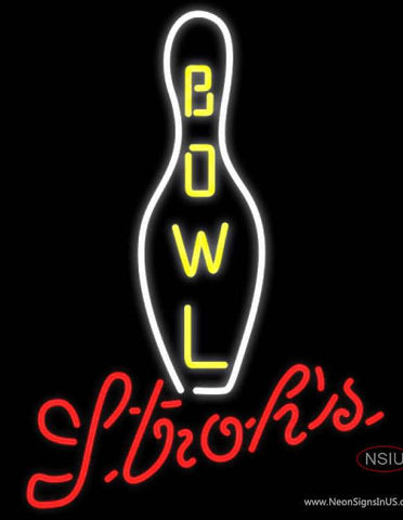 Strohs Bowling Real Neon Glass Tube Neon Sign 
