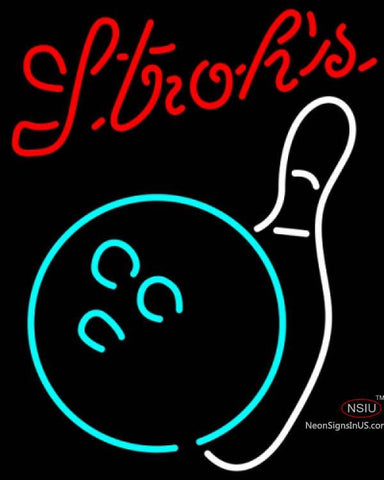 Strohs Bowling Neon White Neon Sign
