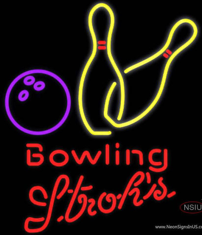 Strohs Bowling Neon Yellow Real Neon Glass Tube Neon Sign  7 