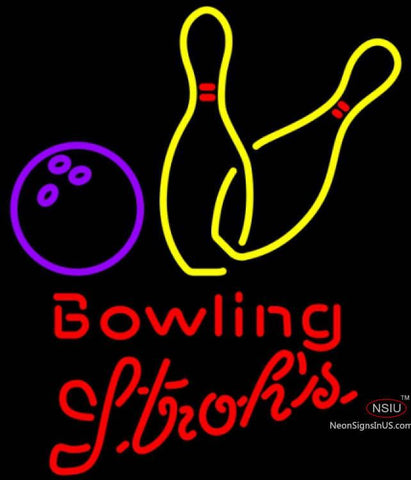 Strohs Bowling Neon Yellow Neon Sign  7 