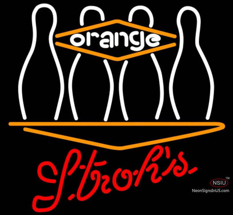 Strohs Bowling Orange Neon Sign   