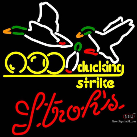 Strohs Bowling Sucking Strike Neon Sign   