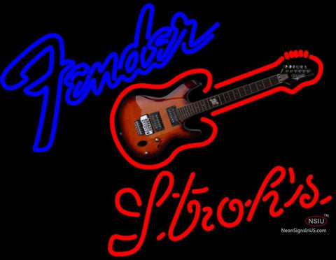 Strohs Fender Guitar Neon Sign