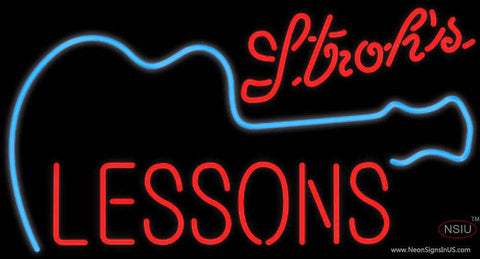 Strohs Guitar Lessons Real Neon Glass Tube Neon Sign