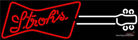 Strohs Guitar Red White Neon Sign